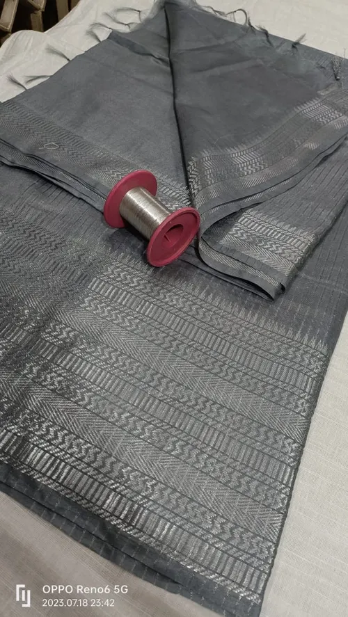 Elegant Mangalagiri Cotton Saree with Silver Zari Woven Borders